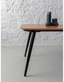 Masă dining din lemn de frasin cu picioare negre Ragaba Contrast, 180 x 90 cm