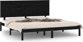 vidaXL Cadru de pat, negru, 200x200 cm, lemn masiv de pin