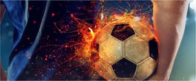 Tablou - Minge de fotbal în flăcări (120x50 cm)