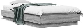 vidaXL Cadru de pat, gri sonoma, 100x200 cm, lemn prelucrat