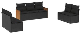 3259955 vidaXL Set canapele de grădină cu perne, 7 piese, negru, poliratan