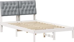 vidaXL Cadru de pat cu tăblie tapițată cu headboard Alb 120 x 200 cm