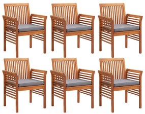 Set mobilier de exterior cu perne 7 piese, lemn masiv de acacia Gri, 7