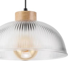 Suspensie pe cablu PIA, 1xE27/60W/230V, Ø 30 cm, finisaj stejar