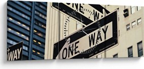 Tablou - New York ONE WAY (cu ceas) (90x30 cm)