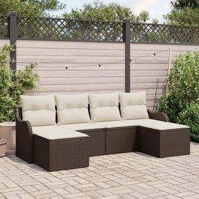 vidaXL Set de canapele pentru grădină cu pernă 6 pcs Maro Rattan poli