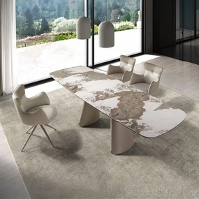 Masa extensibila design LUX Porcelain Marble 180-260cm