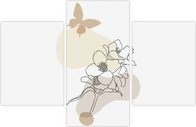 Tablou - Flori bej cu fluture N⁰3 (90x60 cm)