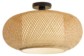 Plafonieră Japandi din bambus cu interior alb - Liva