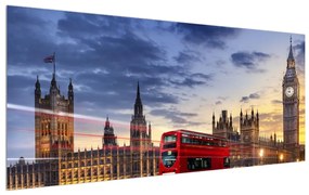 Tablou cu Londra cu autobuz (120x50 cm), în 40 de alte dimensiuni noi