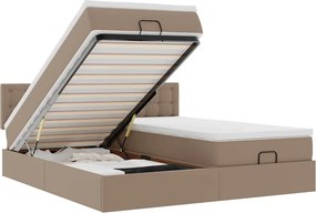 vidaXL Cadru de pat otoman cu saltele Cappucino piele artificială