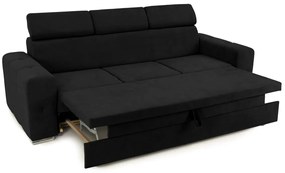 Canapea Extensibilă 3 locuri BELLAGIO, cu tetiere reglabile, 242x95x99 cm, Negru-Enjoy