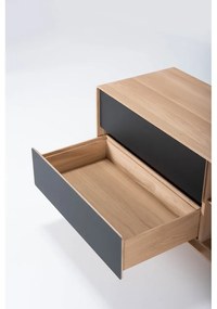 Comodă TV neagră/în culoare naturală din lemn de stejar 150x64 cm Fina – Gazzda