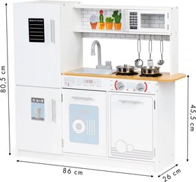 Bucătărie pentru copii din lemn cu lumină led + accesorii