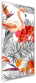 Tablou acrilic Flamingos și flori