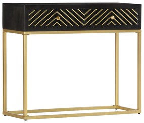 vidaXL Masă consolă, negru și auriu, 90x30x75 cm, lemn masiv de mango