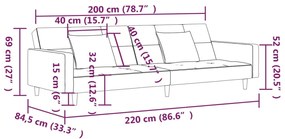 Canapea extensibila cu 2 locuri, 2 perne, maro, textil Maro, Fara suport de picioare