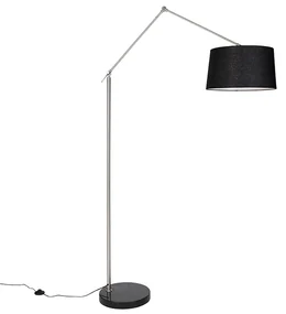 Lampa de podea moderna din otel cu abajur din in negru 45 cm - Editor