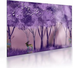 Tablou pe sticlă - Cerbi în pădurea magică (70x50 cm)