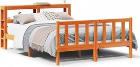 vidaXL Cadru de pat cu tăblie, maro ceruit, 135x190 cm, lemn masiv pin