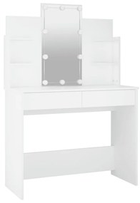 808819 vidaXL Masă de toaletă cu LED, alb, 96x40x142 cm