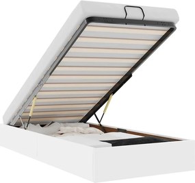 vidaXL Cadru de pat otoman fără saltea Alb 90x200 cm piele artificială