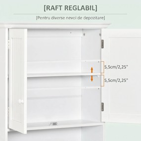 kleankin Dulap de Baie Suspendat cu Dulăpior, 2 Uși cu Închidere Magnetică și Raft Deschis, 60x20x70.5 cm, Alb | Aosom Romania