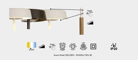 Lampadar LED design modern NOA II alb/lemn