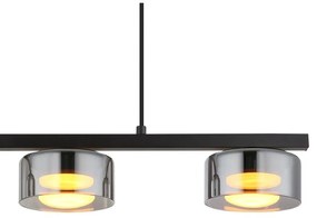Lustra suspendata din metal negru cu sticla fumurie HIGGINS 3L