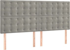 vidaXL Tăblie de pat gri deschis 200x5x118/128 cm catifea