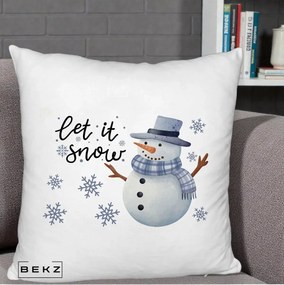 Perna Decorativa Let It Snow Om de Zapada, 40x40 cm, Alb Pufos, Husa Detasabila, Perna Inclusa, BEKZ®