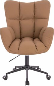 HR650K Scaun Caramel Piele Ecologica Premium Soft cu Bază Neagră