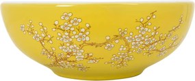 vidaXL Lavoar de blat, alb și galben, rotund, Φ41x14 cm, ceramică