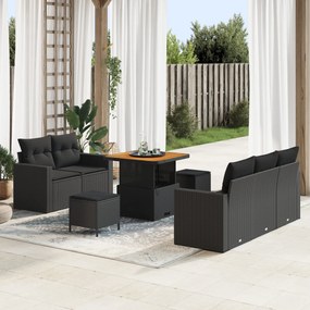 vidaXL Set de mobilier de grădină , 8 piese, cu perne, din rattan poli și acacia.
