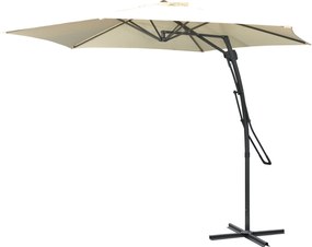 Outsunny Umbrelă tip ampelă Ø293cm Umbrelă cu levier lateral Bază în cruce, protecție la vânt, rezistentă la apă Alb crem | Aosom Romania