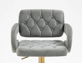 HR8403KW Scaun Catifea Gray cu Bază Aurie