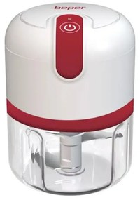 Blender portabil USB Beper P102ROB050, baterie Li-Ion de 1500 mAh, 30 W, 250 ml, 3 lame, funcție Pulse, transparent/alb