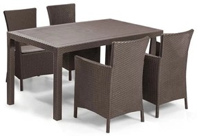 Set de mobilier de grădină Meliowa cu 4 locuri, maro, cu perne taupe calde