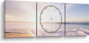 Tablou cu plaja cu nisip (cu ceas) (90x30 cm)