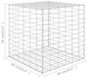 Strat inaltat cub gabion, 60 x 60 x 60 cm, sarma de otel 1, 60 x 60 x 60 cm