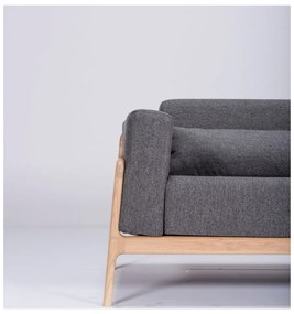 Canapea cu structură din lemn de stejar Gazzda Fawn Plus, 240 cm, gri închis