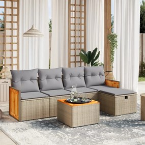vidaXL Set canapele de grădină, 6 piese, cu perne, bej, poliratan
