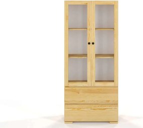Vitrină lemn masiv TerraCraft Pin 2 Sertare, 80 × 38 × 182 cm - Natural