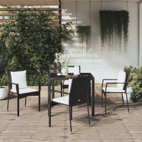 3157952 vidaXL Set mobilier de grădină cu perne, 5 piese, negru, poliratan
