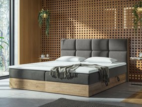 Pat matrimonial Boxspring 140 cm Bolondra (stejar craft auriu + soro 97). 1051069