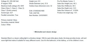 Plafoniera stil minimalist nordic Standard