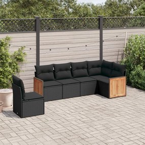 3260095 vidaXL Set mobilier de grădină cu perne, 6 piese, negru, poliratan