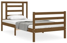 3194689 vidaXL Cadru de pat cu tăblie, maro miere, 90x200 cm, lemn masiv