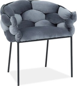 Scaun NORTE, gri/negru, stofa catifelata/metal, 76x40x75 cm