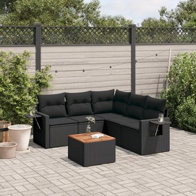 3256888 vidaXL Set mobilier de grădină cu perne, 6 piese, negru, poliratan